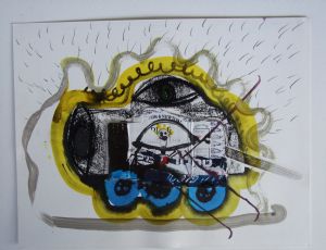 Untitled, 2008, ink, water colors, pencil, charcoal and collage on paper , 30.5X40 cm