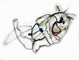 	 Untitled, 2008, wall piece, indian ink, pencile and paper, 66X160 cm