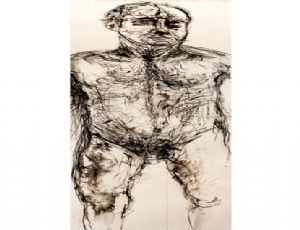 Self Portrait, 2010, velcro and ink on paper, 141X38 cm