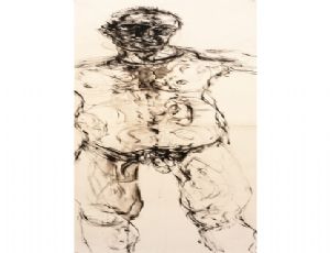 	 Self Portrait, 2010, velcro and ink on paper, 141X38 cm