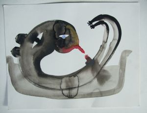 	 Untitled, 2008, ink and water colors on paper, 30.5X40 cm