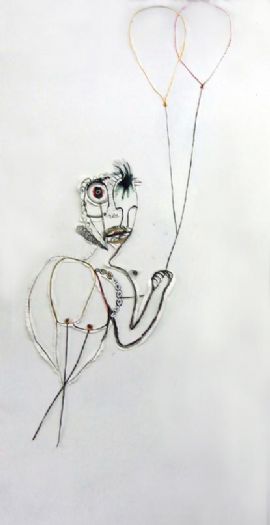 Untitled, 2008, wall piece, indian ink, pencile and paper, 235X71 cm