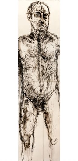 Self Portrait, 2010, velcro and ink on paper, 141X38 cm
