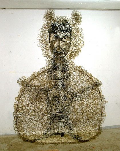 Untitled ,2003, Sewing thread, twine &  plastic glue 306x171 cm