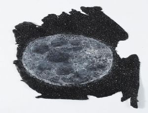 Untitled (Moon), 2010, oil chalks, crushed charcoal and ink on plastic glue, 65X102 cm