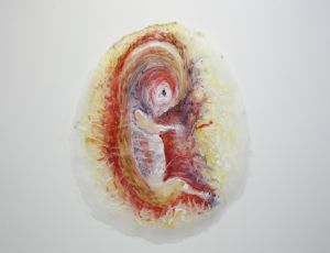 Untitled, 2009, Ink and Water Color on Plastic Glue, 76X73 cm