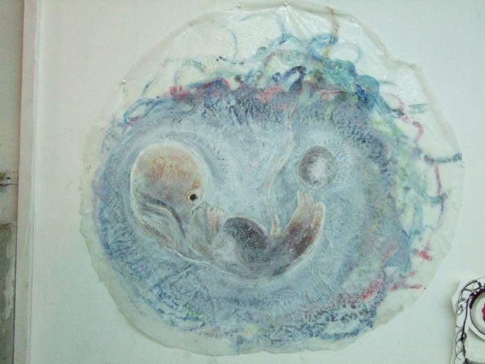 Untitled, 2009, Ink and Water Color on Plastic Glue, 103X108 cm 