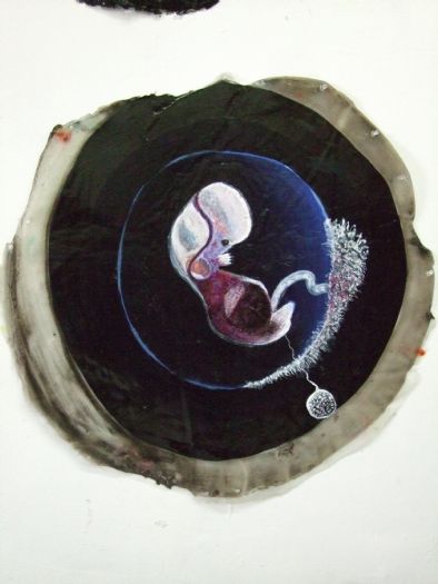 Untitled, 2009, Ink and Water Color on Plastic Glue, 73X72 cm 