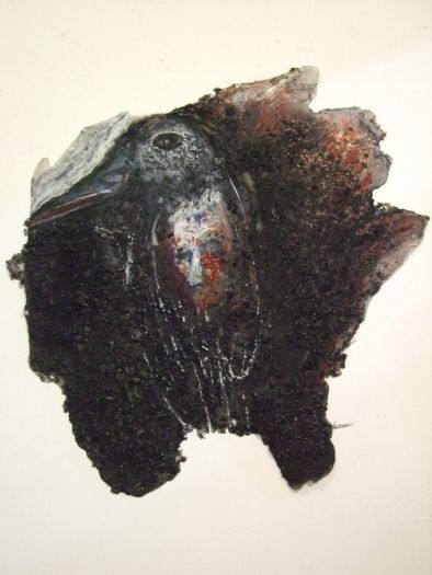 Untitled, 2010, crushed charcoal and oil chalks on plastic glue, 76X77 cm