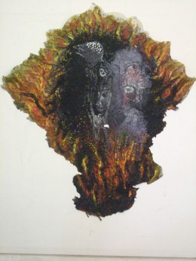  Untitled, 2010, oil chalks, crushed charcoal and indian ink on plastic glue, 95X108 cm