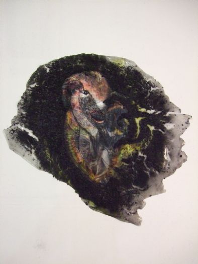  Untitled, 2010, crushed charcoal and ink on plastic glue, 88X90 cm