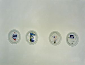 Untitled, 1999, Mixed Media on Disposable Plastic Plate, 16.5 cm each	