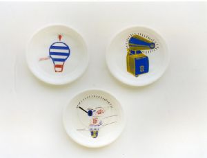 Untitled, 1999, Mixed Media on Disposable Plastic Plate, 16.5 cm each