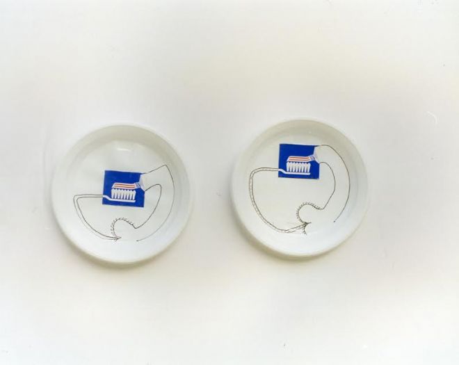 Untitled, 1999, Mixed Media on Disposable Plastic Plate, 16.5 cm each