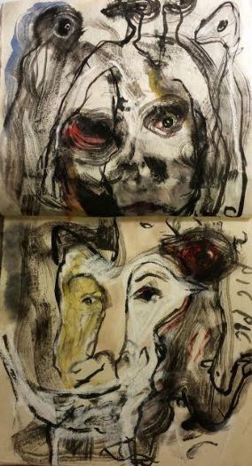 Untitled, 2015, mixed media, work from sketchbook, 38X19 cm