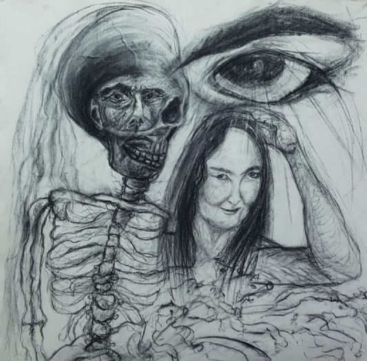 	 untitled, 2023, natural charcoal on paper, 80x81 cm